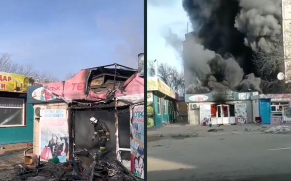 Пожар в городе Конаев: горел магазин, пожар локализован