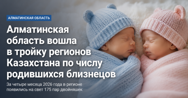 Алматинская область вошла в тройку регионов Казахстана по числу родившихся близнецов