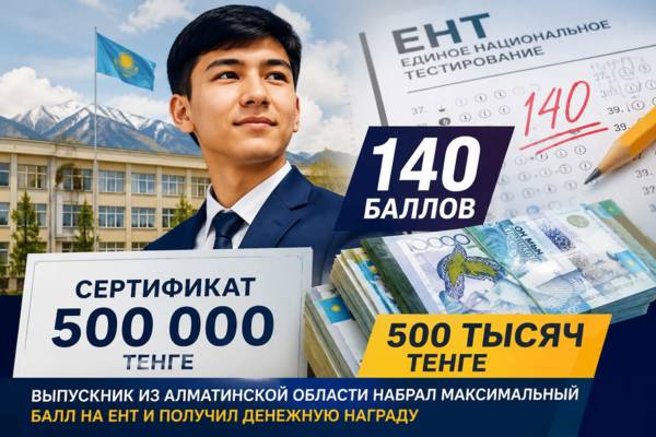 Полмиллиона тенге за знания: в Алматинской области наградили выпускника с лучшим результатом ЕНТ